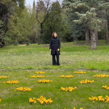 Maria Grazia Plos fra i crochi fioriti